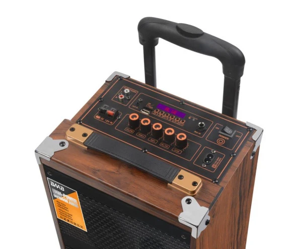 Torima B-Q12 Mikrofonlu Kumandalı Taşınabilir Tekerlekli Bluetooth Hoparlör Kahverengi - Resim 5