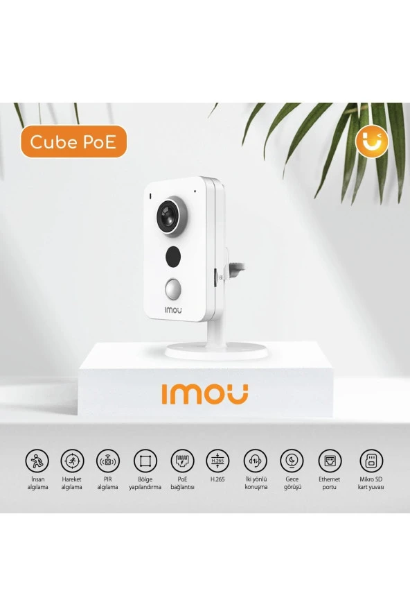 IMOU Cube İç Ortam Akıllı WiFi Kamera/2MP-Gece Görüşü-Hareket ve PIR Algılama-İki Yönlü Konuşma-SD Kart Desteği-ONVIF-Bulut Hizmeti (IPC-K22P)