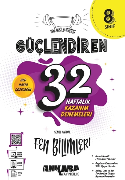 ANKARA YAYINCILIK 8. Sınıf Güçlendiren 32 Haftalık Fen Bilimleri Kazanım Denemeleri