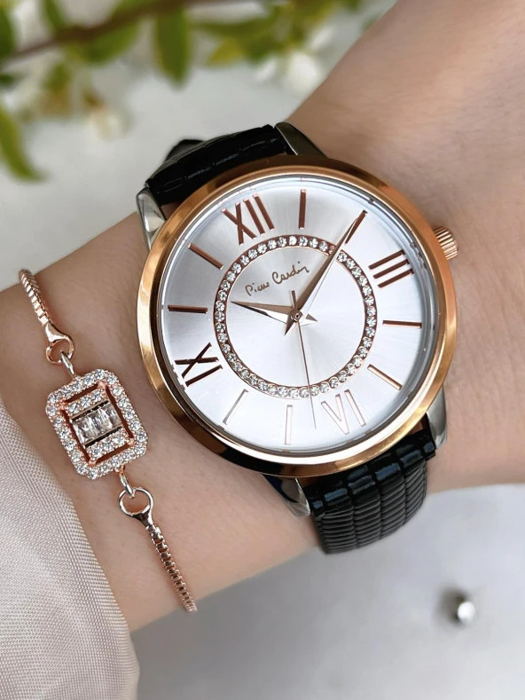 PİERRE CARDİN Deri Kordon Kadın Kol Saati 30 Mt Su Gecirmez+Bileklik PR.08.KD.2002F06 ürün görseli