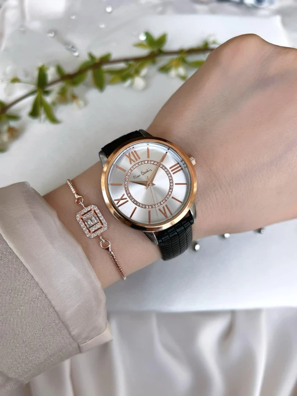 PİERRE CARDİN Deri Kordon Kadın Kol Saati 30 Mt Su Gecirmez+Bileklik PR.08.KD.2002F06 - Resim 2