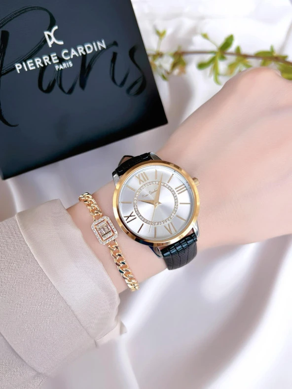 PİERRE CARDİN Deri Kordon Kadın Kol Saati 30 Mt Su Gecirmez+Bileklik PR.08.KD.2002F07 - Resim 2