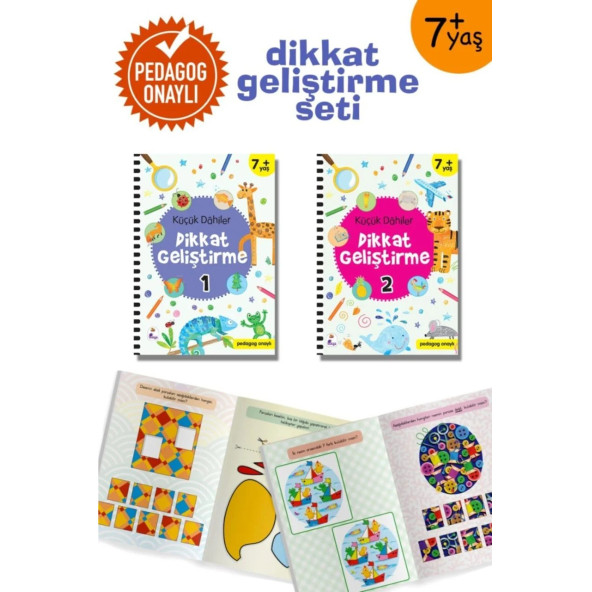 Küçük Dahiler Dikkat Geliştirme Seti - 7+ Yaş - 2 Kitap Takım - 3