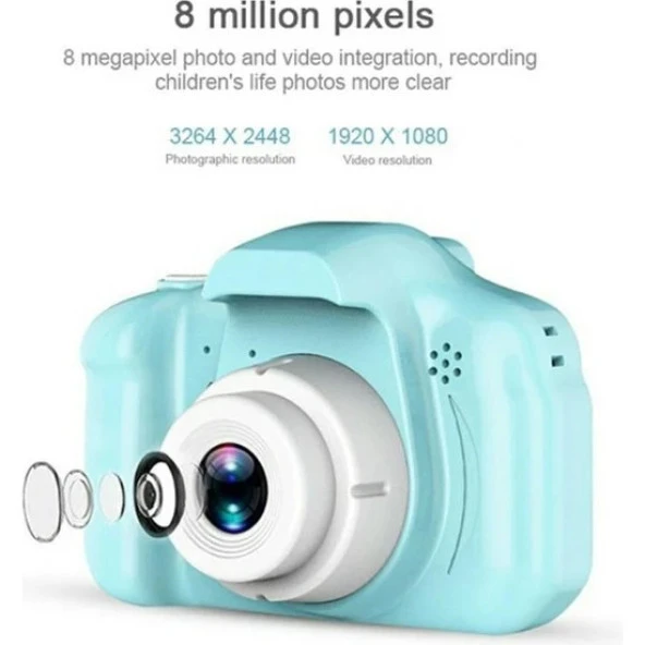 Torima Mavi Renk Mini 1080P Hd Çocuk Kamera Dijital Fotoğraf Makinesi 2.0 Inç Ekran