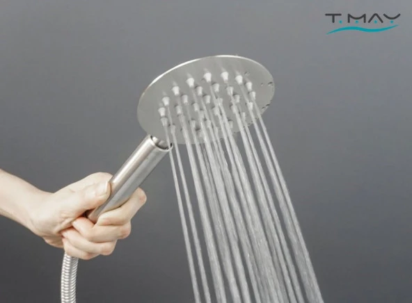 T-MAY Sardes Mat İnox Kare Borulu Hareketli Sürgülü Duş Seti Üst Takımı - 5