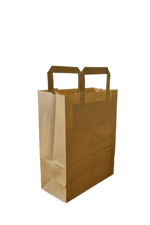 Flat Kraft Kağıt Çanta Karton Hediyelik Poşet Torba - 25x28 Cm. - 50 Adet - Resim 2