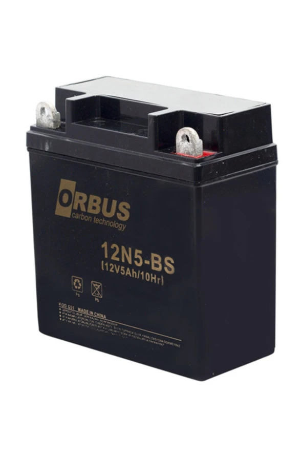ORBUS Akü 12 Volt 5 Amper ORBUS  12n5-bs Asit Içinde Karbon Bisiklet Aküsü