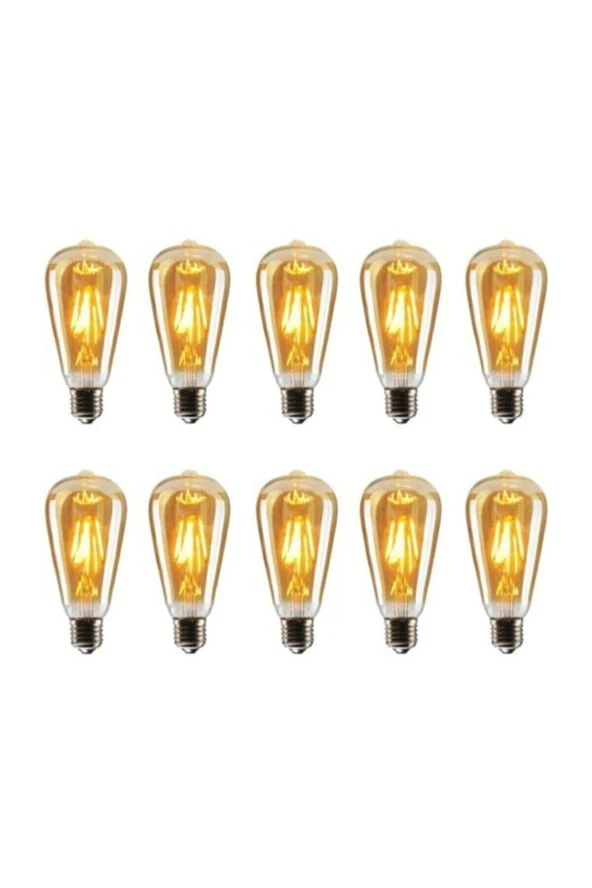 OKYANUSAYD Edison St64 Flamanlı Rustik 4w Led Ampul 10'lu Dekoratif Vintage Aydınlatma Amber Rengi St64 10lu - 2