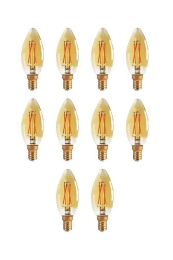 ORBUS 4w E14 Sarı Işık Amber Rustik Mum Led Ampul 10'lu Paket