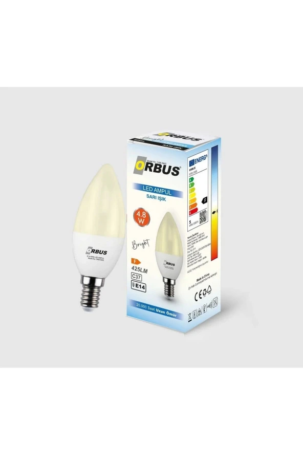 ORBUS Bright LED Ampul 4.8W SARI IŞIK E14 425Lm