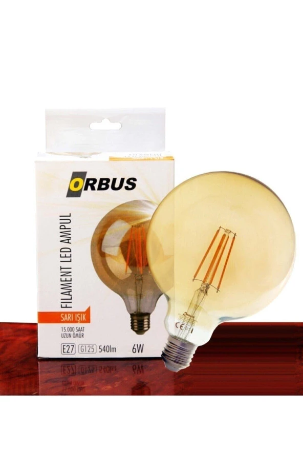 ORBUS Orb-ga6w 6w Sarı Işık E27 G125 540 Lümen 15.000 Saat Filament Led Ampül
