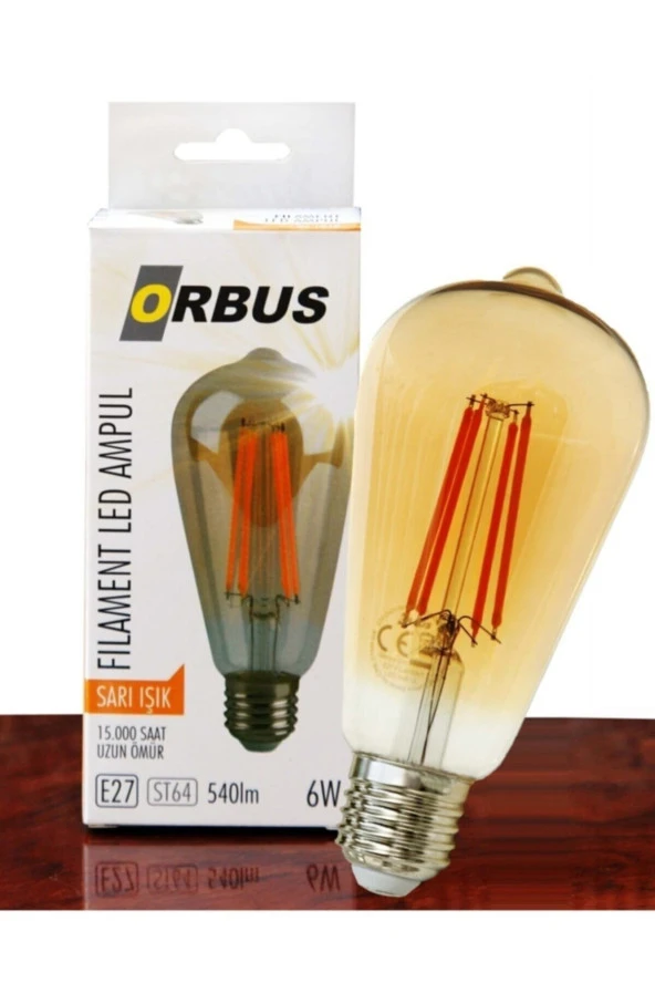 ORBUS St64 6w E27 Duy Sarı Işık Avize Dekoratif Led Ampul