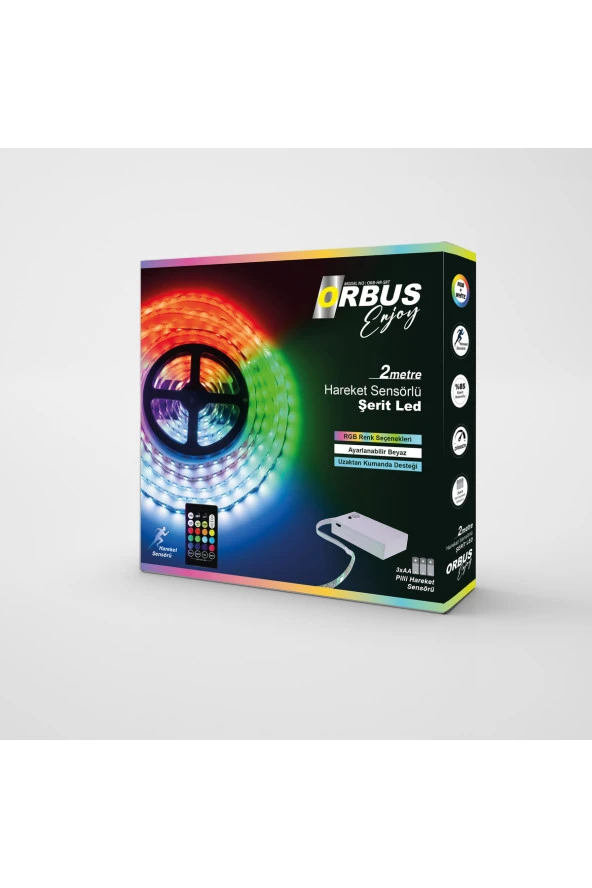 ORBUS Hareket Sensörlü Şerit LED RGB 2 Metre