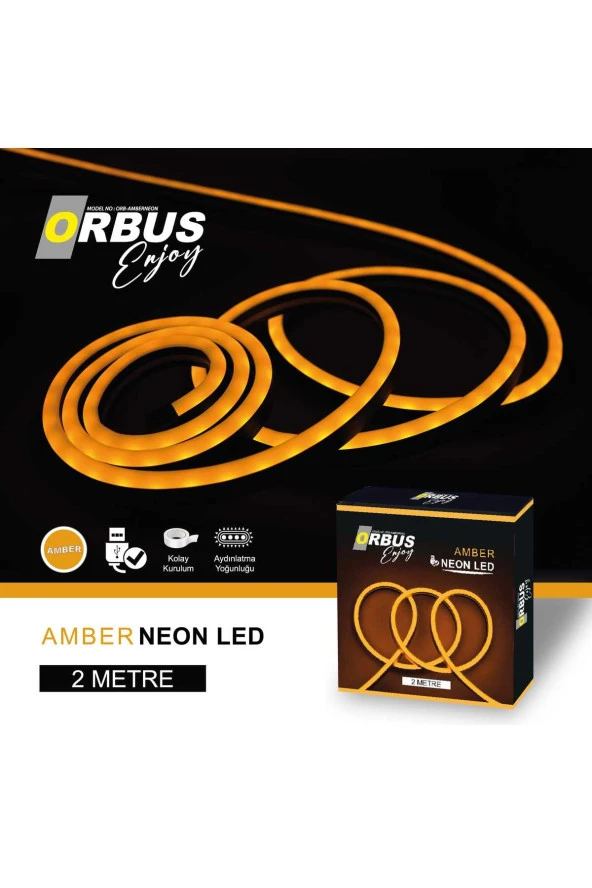 ORBUS Neon Şerit Led AMBER 2 Metre USB'li - 2