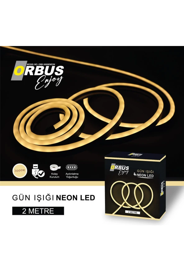 ORBUS Neon Şerit Led 3000K Gün Işığı 2 Metre USB'li - 2