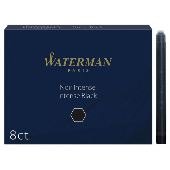 Waterman Mavi 8 Li Uzun Kartuş Siyah S0110850