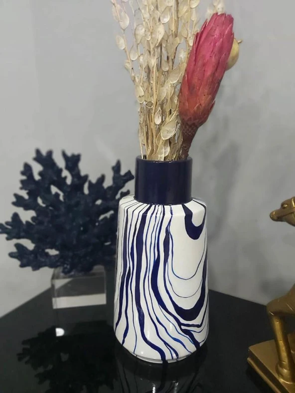 EL BOYAMASI VAZO (seramik) LACİVERT - 3