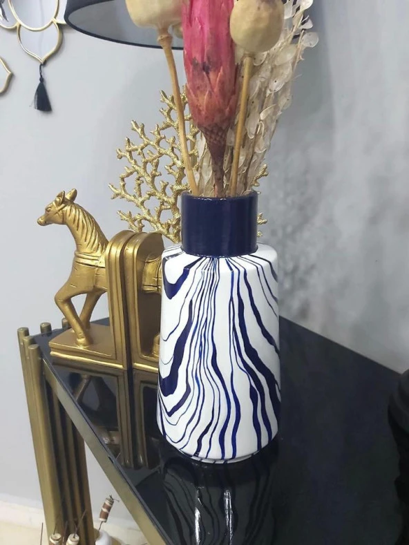 EL BOYAMASI VAZO (seramik) LACİVERT - 4