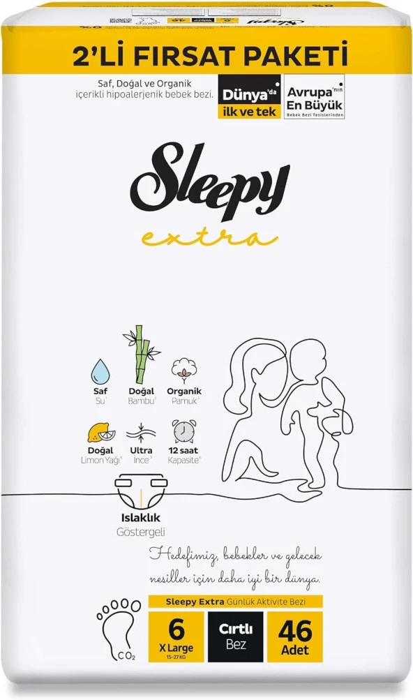 Sleepy Extra Günlük Aktivite 6 Numara XLarge 46'lı Bebek Bezi