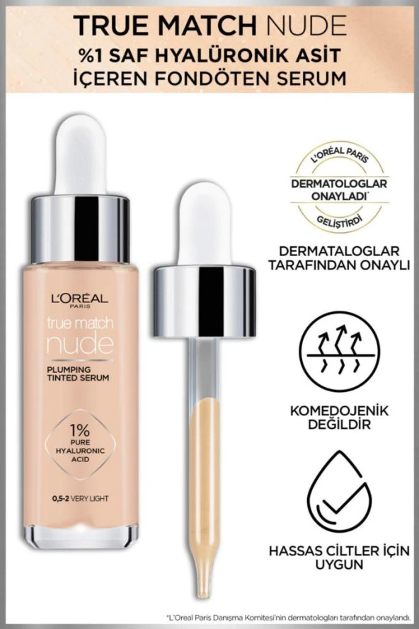 L'Oreal Paris L'oréal Paris True Match Nude Fondöten Serum 0.5-2 Very Light - 4