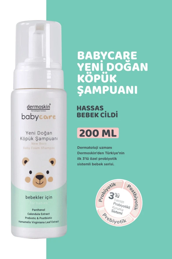 DERMOSKİN Bebek Yenidoğan Köpük Şampuanı 200 ml