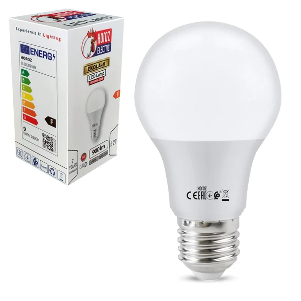 Led Ampül 220V 9W 900 Lümen Beyaz E27 Horoz Ekola-9