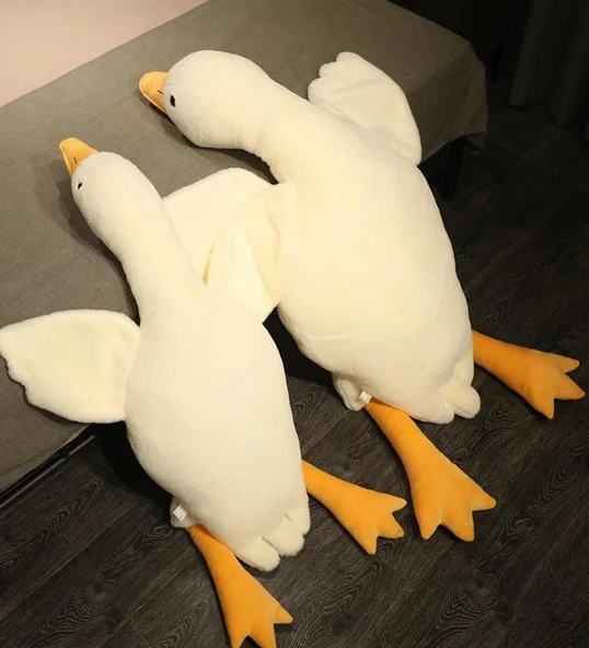 Sevimli Peluş Uyku Arkadaşım Kaz 75 cm- Uçan Kaz Morton Uyku Yastığı - 6
