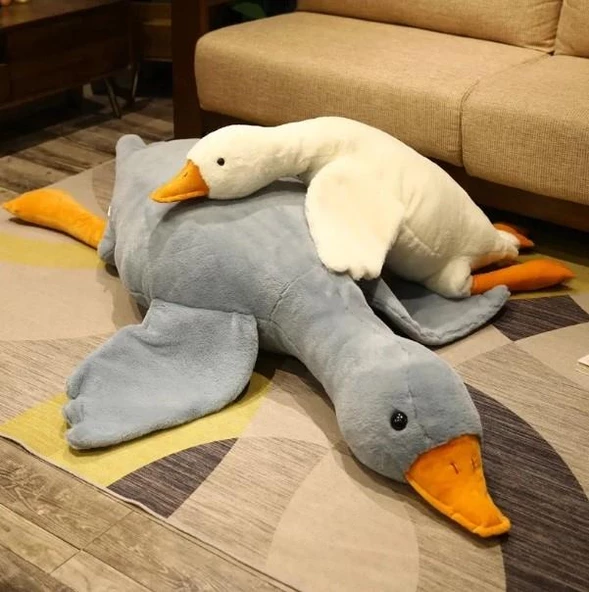 Sevimli Peluş Uyku Arkadaşım Kaz 75 cm- Uçan Kaz Morton Uyku Yastığı - 5
