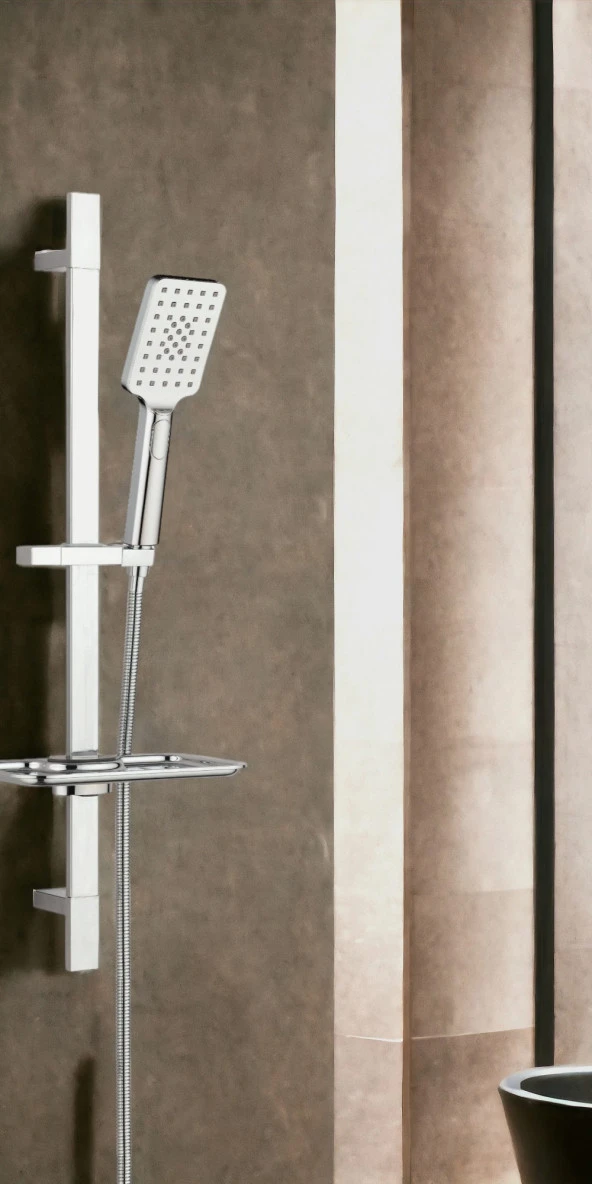 T-MAY Belen Kare Borulu Hareketli Sürgülü Duş Seti Üst Takımı