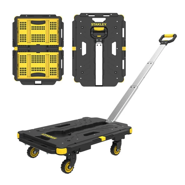 STANLEY PC532B 137kg 62x45cm Dört Tekerli Çekme Kollu Yük ve Paket Taşıma Arabası + FT505 25Kg Katlanır Çok Amaçlı Taşıma Sepeti - 3