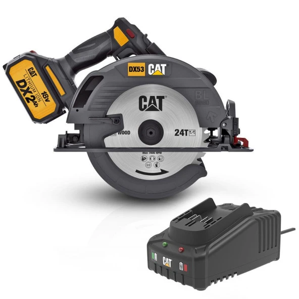 CAT DX53BC 18Volt 2.0Ah Li-ion 185mm Tek Akülü Kömürsüz Profesyonel Daire Testere - 2
