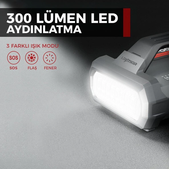 Lokithor JA2500 12V 2500Amp LiFePO4 Akıllı Akü Takviye + Pompa + Powerbank + Led Lamba - Resim 5
