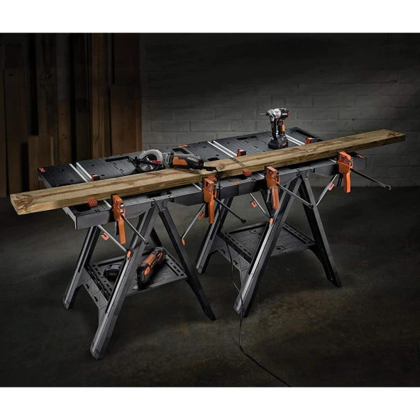 WORX WX051 Çok Fonksiyonlu Katlanabilir Çalışma Tezgâhı + 2 Adet Tetik İşkence - Resim 4