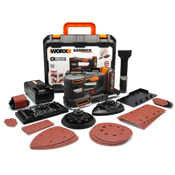 WORX WX820 20Volt 2.0Ah. Li-ion Profesyonel Devir Ayarlı Çok Amaçlı Şarjlı Zımpara