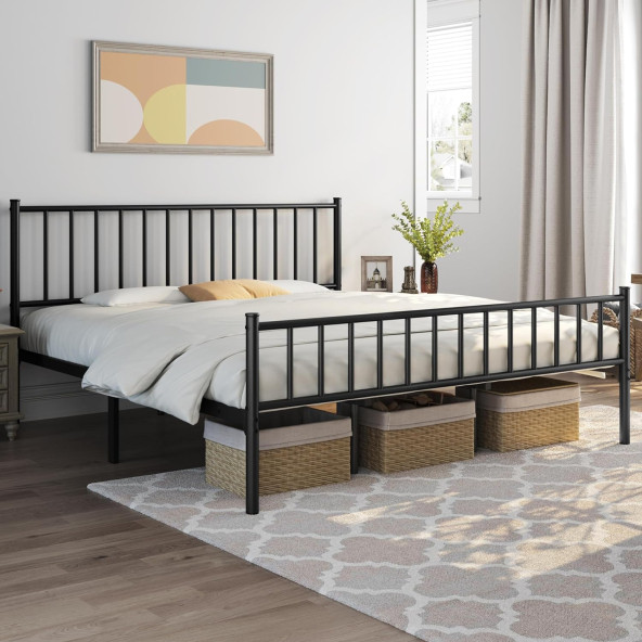HFT HOME Metal Karyola, Çınar Metal Karyola Siyah Beyaz Gold renk seçenekli, Çift Kişilik 23 160x200SİYAH - 4