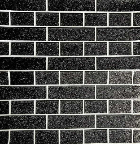 Renkli Duvarlar 70x70cm 1 Adet Yapışkanlı Beyaz Derzli Siyah Tuğla Desen Hol Salon Mutfak Duvar Kağıdı Paneli NW150 - 2