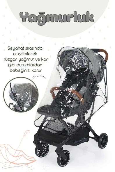 Prego Lotus Kabin Boy Bebek Arabası Gri 2033 - Resim 5