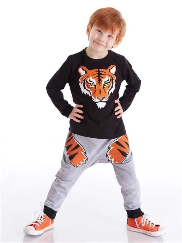 Denokids Erkek Çocuk Kaplan Pençesi Takım Siyah Gri CFF-20K1-017