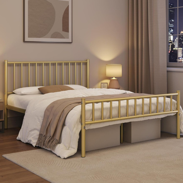 HFT HOME Metal Karyola, Çınar Metal Karyola Siyah Beyaz Gold renk seçenekli, Çift Kişilik 23 140x190 GOLD - 2