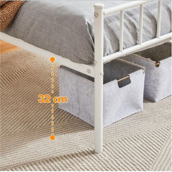 HFT HOME Metal Karyola, Çınar Metal Karyola Beyaz Renk, TEK Kişilik, Ölçü Seçenekli 20 90x200 BEYAZ - 3