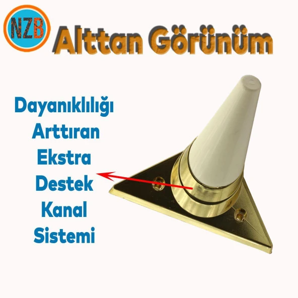 Mobilya Grubu Kanepe Sehpa TV Ünitesi Koltuk Ayağı 14 cm Krem Altın Baza Ayak - Resim 3