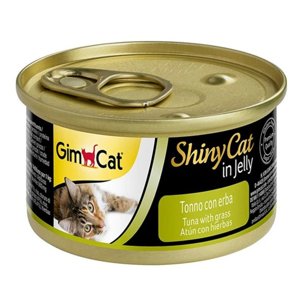 Gimcat Shinycat Jel İçinde Ton Balıklı ve Çimenli Kedi Konserve 70 Gr