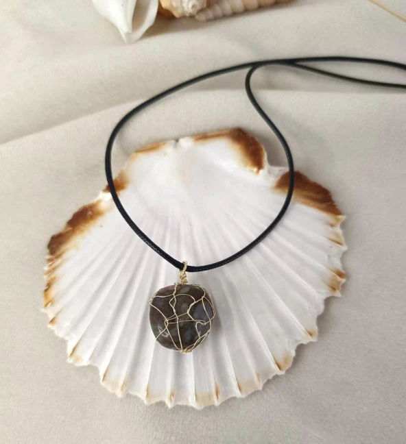 Doğal Taş El İşi Tel Sarma Tasarım Çakra Charm Takı Kadın Kız Örgü