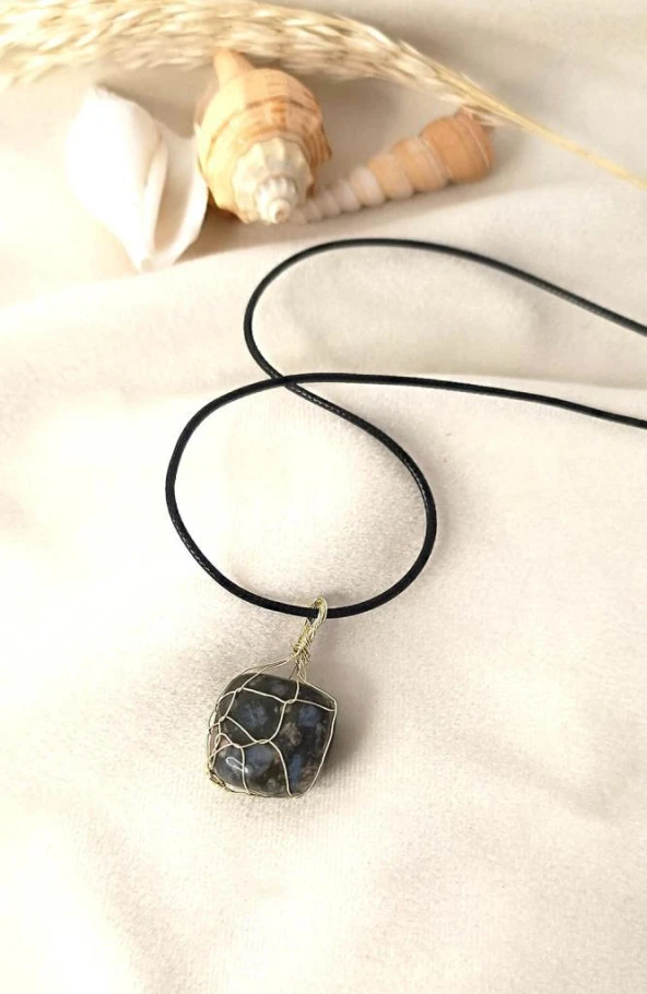 Doğal Taş El İşi Tel Sarma Tasarım Çakra Charm Takı Kadın Kız Örgü - 2