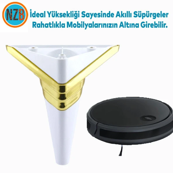 Mobilya Grubu Kanepe Sehpa TV Ünitesi Koltuk Ayağı 14 cm Beyaz Altın Baza Ayak - 3