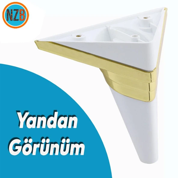 Mobilya Grubu Kanepe Sehpa TV Ünitesi Koltuk Ayağı 14 cm Beyaz Altın Baza Ayak - 7