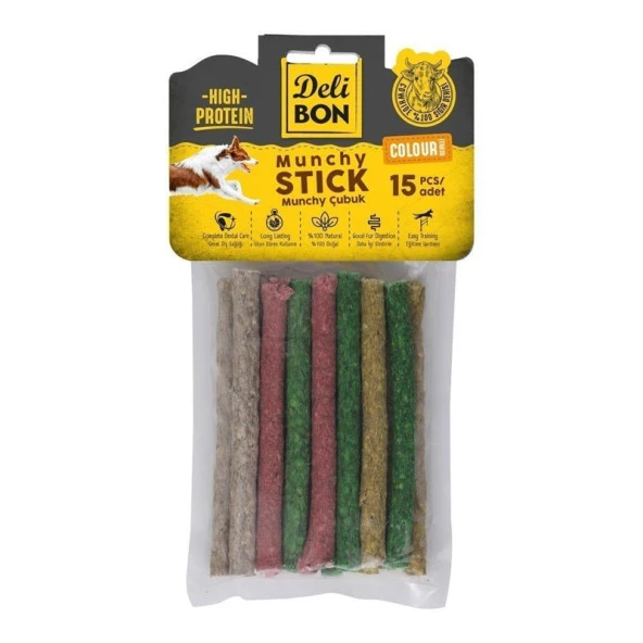 Delibon Deri Munchy Çubuk Orta Boy Kalın 15li Paket