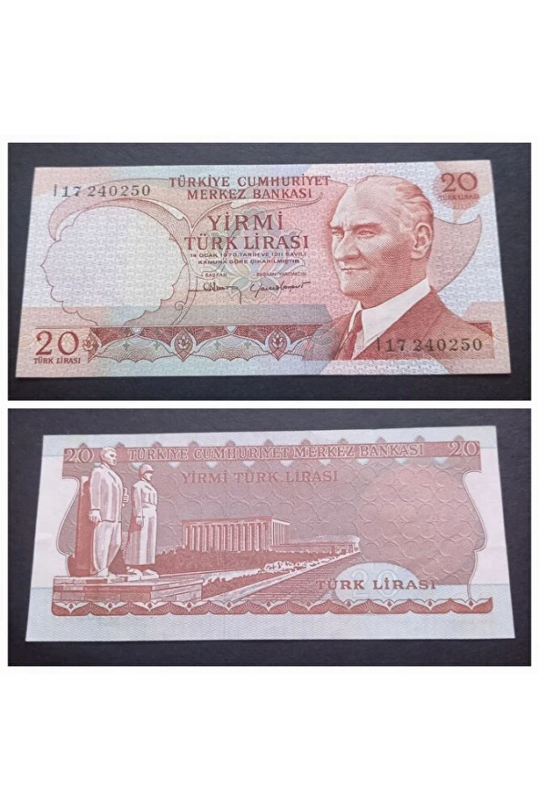 6. Emisyon 20 Türk Lirası, çil (240-250 varyete ) Eski kağıt para