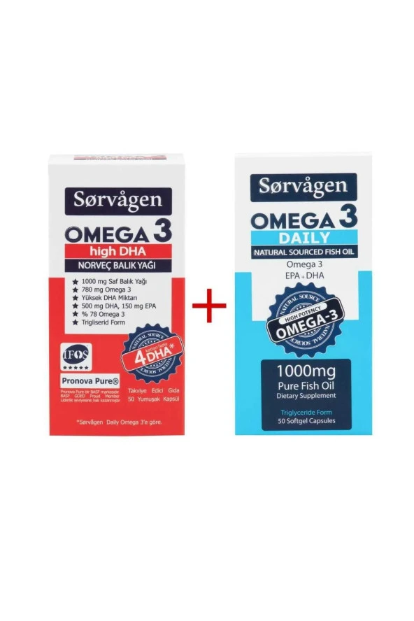 Omega 3 High Dha Saf Norveç Balık Yağı, 1000 Mg Ve Adet Omega 3 Daily Saf Balık Yağı, 50 Kapsül
