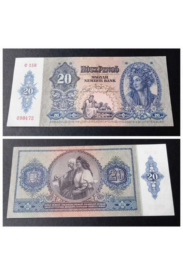 1941 Macaristan 20 pengo (ça/çil) Eski yabancı kağıt para